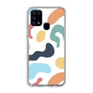 CaseCompany Memphis Shapes Blue: Samsung Galaxy M31 Transparant Hoesje