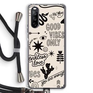 CaseCompany Good vibes: Sony Sony Xperia 10 III Transparant Hoesje met koord