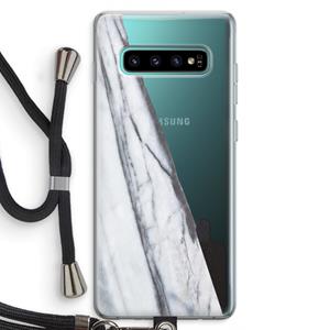 CaseCompany Gestreepte marmer: Samsung Galaxy S10 Plus Transparant Hoesje met koord