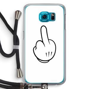 CaseCompany Middle finger white: Samsung Galaxy S6 Transparant Hoesje met koord