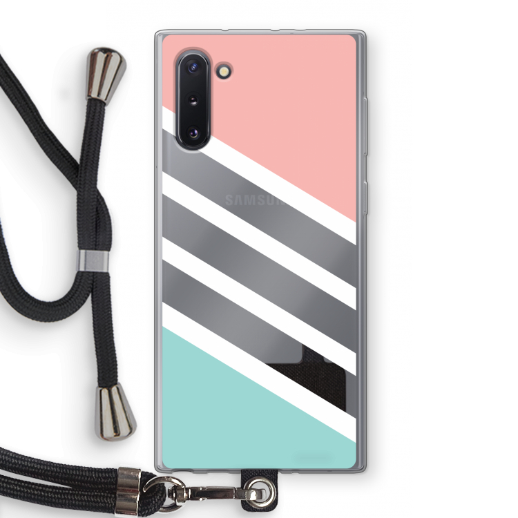 CaseCompany Strepen pastel: Samsung Galaxy Note 10 Transparant Hoesje met koord