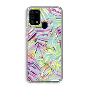 CaseCompany Tropical Palms Blue: Samsung Galaxy M31 Transparant Hoesje
