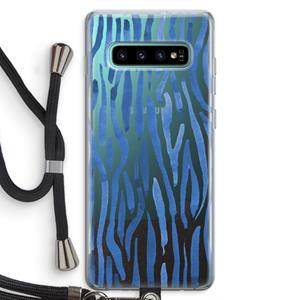 CaseCompany Blauwe nerven: Samsung Galaxy S10 Plus Transparant Hoesje met koord