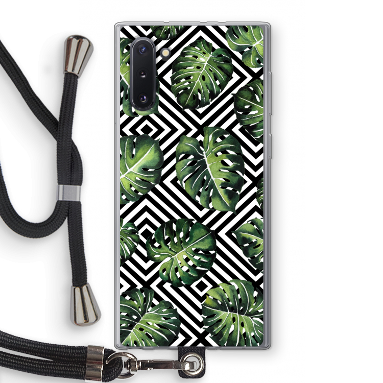 CaseCompany Geometrische jungle: Samsung Galaxy Note 10 Transparant Hoesje met koord