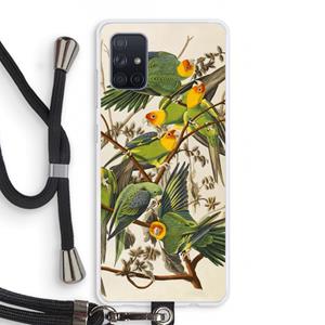 CaseCompany Carolinaparkiet: Samsung Galaxy A71 Transparant Hoesje met koord