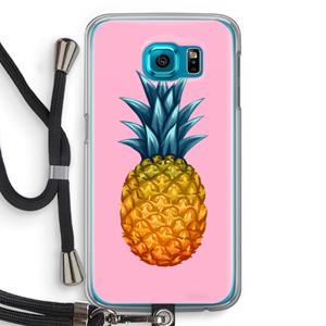 CaseCompany Grote ananas: Samsung Galaxy S6 Transparant Hoesje met koord