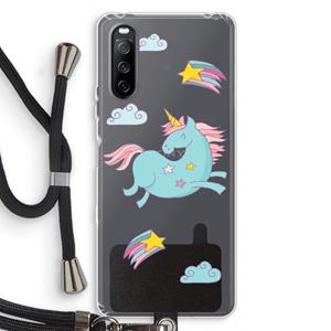 CaseCompany Vliegende eenhoorn: Sony Sony Xperia 10 III Transparant Hoesje met koord