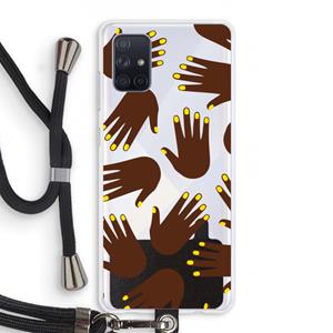 CaseCompany Hands dark: Samsung Galaxy A71 Transparant Hoesje met koord