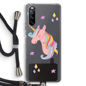 CaseCompany Roze eenhoorn: Sony Sony Xperia 10 III Transparant Hoesje met koord