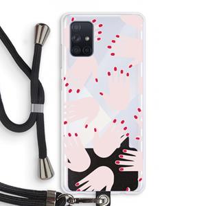 CaseCompany Hands pink: Samsung Galaxy A71 Transparant Hoesje met koord