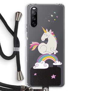 CaseCompany Regenboog eenhoorn: Sony Sony Xperia 10 III Transparant Hoesje met koord