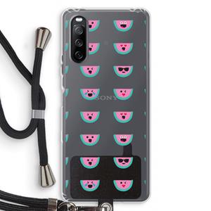 CaseCompany Smiley watermeloenprint: Sony Sony Xperia 10 III Transparant Hoesje met koord
