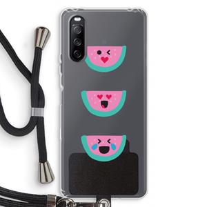 CaseCompany Smiley watermeloen: Sony Sony Xperia 10 III Transparant Hoesje met koord