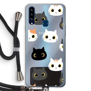 CaseCompany Katten: Samsung Galaxy A20s Transparant Hoesje met koord