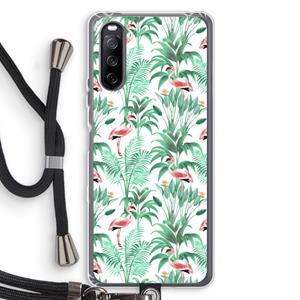 CaseCompany Flamingo bladeren: Sony Sony Xperia 10 III Transparant Hoesje met koord