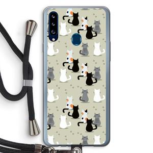 CaseCompany Katten: Samsung Galaxy A20s Transparant Hoesje met koord