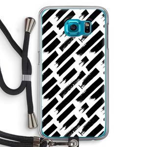 CaseCompany Zwarte vegen: Samsung Galaxy S6 Transparant Hoesje met koord