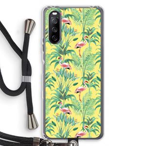 CaseCompany Flamingo party: Sony Sony Xperia 10 III Transparant Hoesje met koord