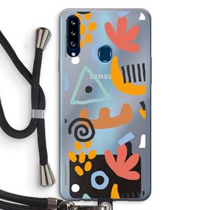 CaseCompany Abstract: Samsung Galaxy A20s Transparant Hoesje met koord