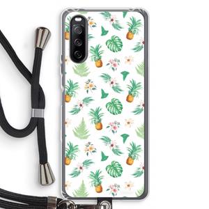 CaseCompany Ananas bladeren: Sony Sony Xperia 10 III Transparant Hoesje met koord