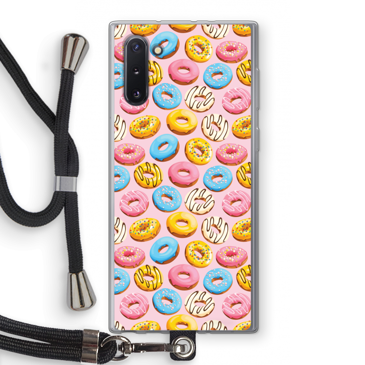 CaseCompany Pink donuts: Samsung Galaxy Note 10 Transparant Hoesje met koord