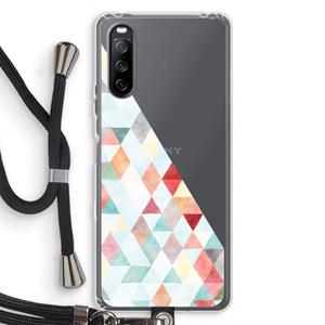 CaseCompany Gekleurde driehoekjes pastel: Sony Sony Xperia 10 III Transparant Hoesje met koord
