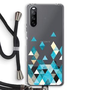 CaseCompany Gekleurde driehoekjes blauw: Sony Sony Xperia 10 III Transparant Hoesje met koord