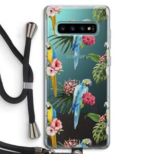 CaseCompany Kleurrijke papegaaien: Samsung Galaxy S10 Plus Transparant Hoesje met koord