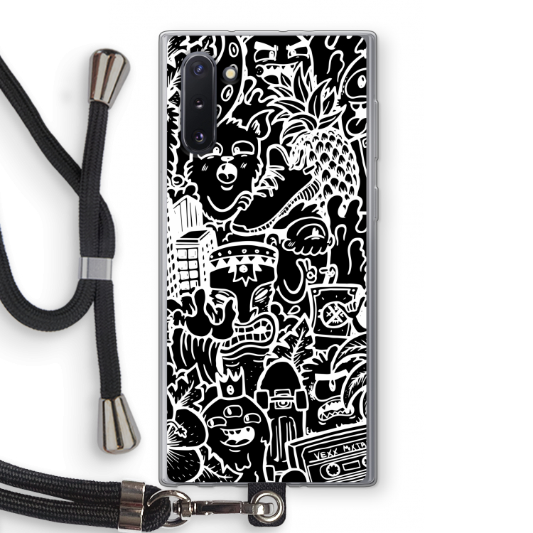 CaseCompany Vexx Black Mixtape: Samsung Galaxy Note 10 Transparant Hoesje met koord