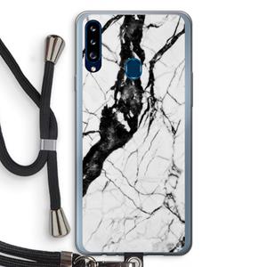 CaseCompany Witte marmer 2: Samsung Galaxy A20s Transparant Hoesje met koord