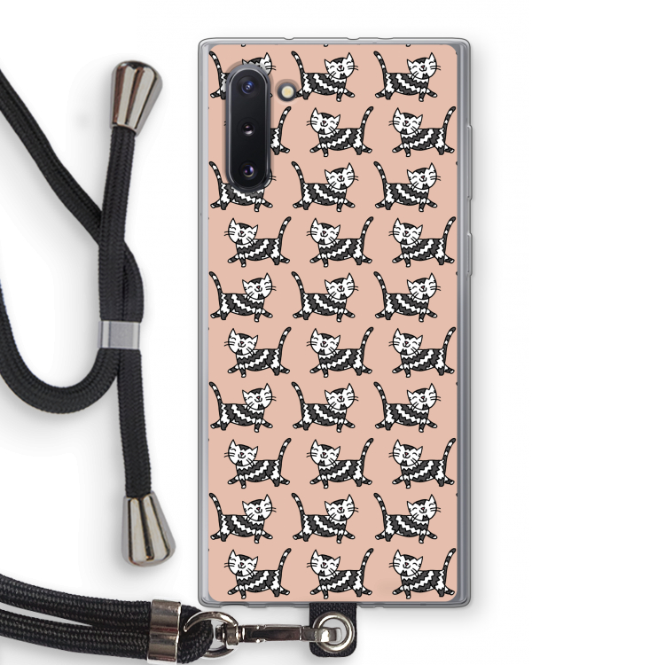 CaseCompany Zwarte poes: Samsung Galaxy Note 10 Transparant Hoesje met koord