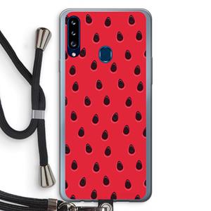 CaseCompany Watermelon: Samsung Galaxy A20s Transparant Hoesje met koord