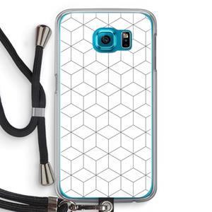 CaseCompany Zwart-witte kubussen: Samsung Galaxy S6 Transparant Hoesje met koord