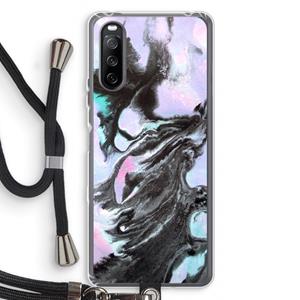 CaseCompany Pastel zwart: Sony Sony Xperia 10 III Transparant Hoesje met koord