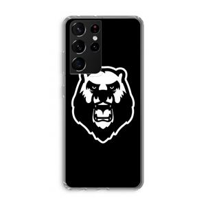 CaseCompany Angry Bear (black): Samsung Galaxy S21 Ultra Transparant Hoesje
