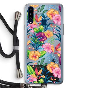 CaseCompany Tropisch 2: Samsung Galaxy A20s Transparant Hoesje met koord