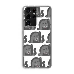 CaseCompany Cats: Samsung Galaxy S21 Ultra Transparant Hoesje