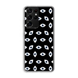 CaseCompany Eyes pattern: Samsung Galaxy S21 Ultra Transparant Hoesje