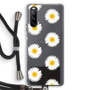 CaseCompany Margrietjes: Sony Sony Xperia 10 III Transparant Hoesje met koord