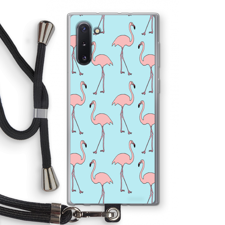 CaseCompany Anything Flamingoes: Samsung Galaxy Note 10 Transparant Hoesje met koord