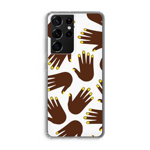 CaseCompany Hands dark: Samsung Galaxy S21 Ultra Transparant Hoesje