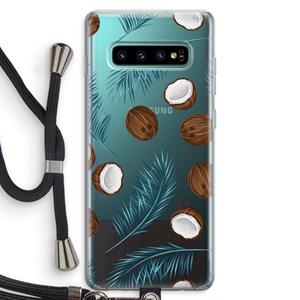 CaseCompany Kokosnoot roze: Samsung Galaxy S10 Plus Transparant Hoesje met koord