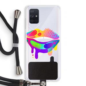 CaseCompany Lip Palette: Samsung Galaxy A71 Transparant Hoesje met koord