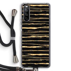 CaseCompany Gouden strepen: Sony Sony Xperia 10 III Transparant Hoesje met koord