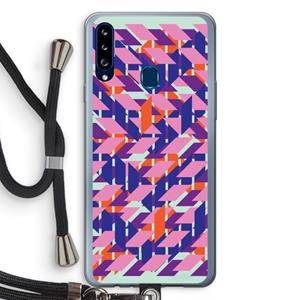 CaseCompany Skew Blush 3: Samsung Galaxy A20s Transparant Hoesje met koord