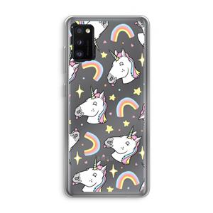 CaseCompany Rainbow Unicorn: Samsung Galaxy A41 Transparant Hoesje