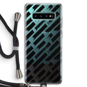 CaseCompany Zwarte vegen: Samsung Galaxy S10 Plus Transparant Hoesje met koord