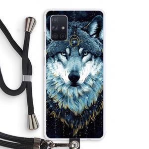 CaseCompany Darkness Wolf: Samsung Galaxy A71 Transparant Hoesje met koord