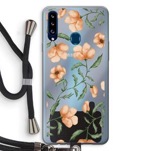 CaseCompany Peachy flowers: Samsung Galaxy A20s Transparant Hoesje met koord