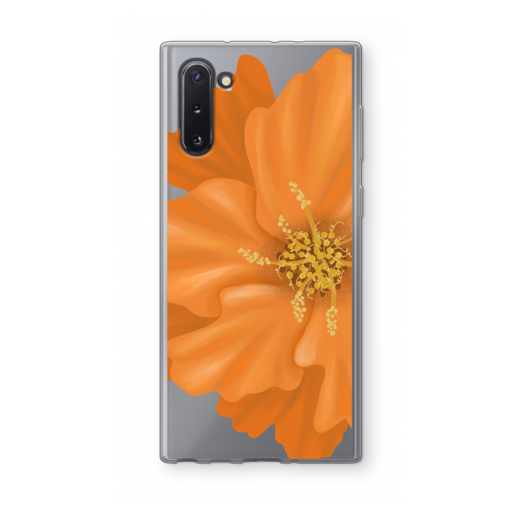 CaseCompany Orange Ellila flower: Samsung Galaxy Note 10 Transparant Hoesje